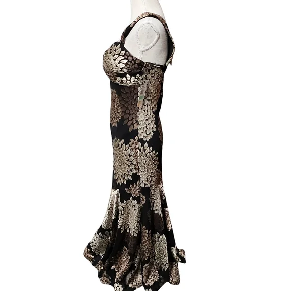 Y2K Burnout Maxi Dress Women Size 8 Black Floral Maxi Fairy Whimsy Vintage NWT - Picture 5 of 14